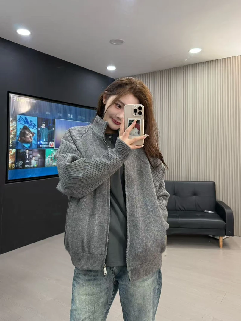 2025秋冬季立领羽绒毛衣外套男秋冬季新款宽松男女同款