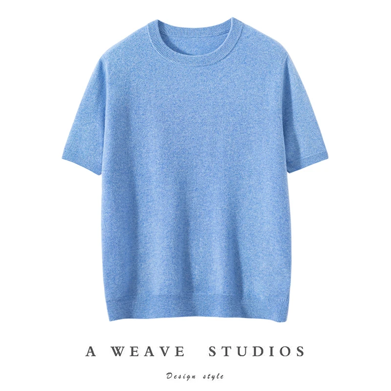 男神必选！男士短袖100%山羊绒衫圆领纯羊绒薄款半袖打底衫秋冬