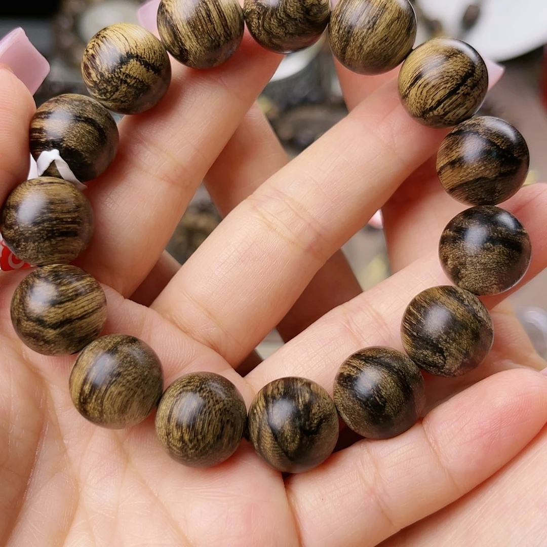 沉香手串c*l越楠芽庄老白棋玉化老料满樱子瘤疤虎斑纹