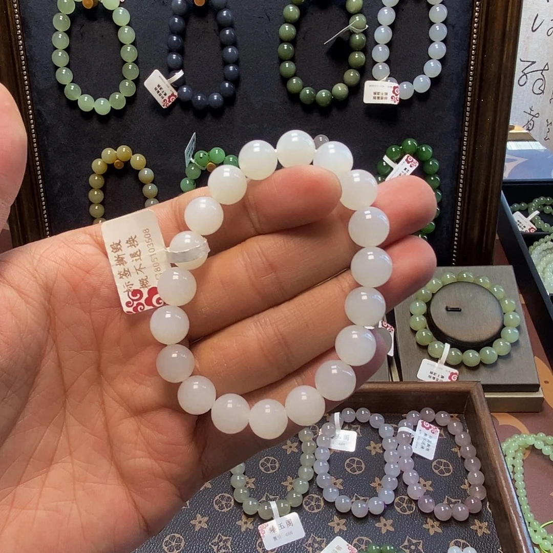 和田玉未镶嵌手串白玉10