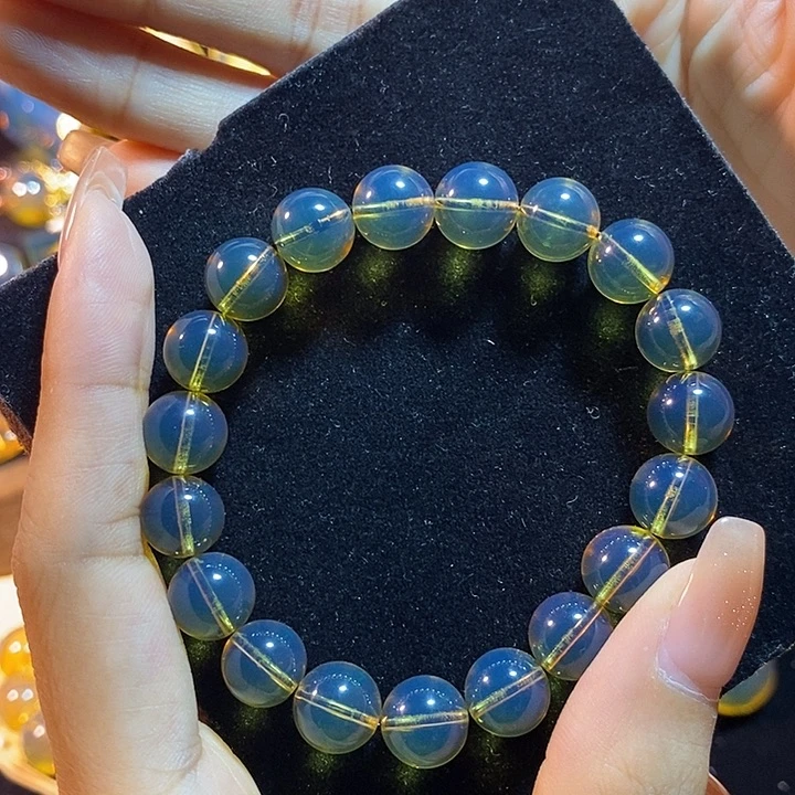蓝珀未镶嵌珠宝奇石墨西哥蓝珀手串10