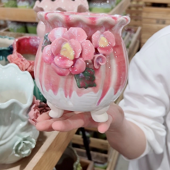 有孔.凑满10元发货多肉陶瓷花盆！