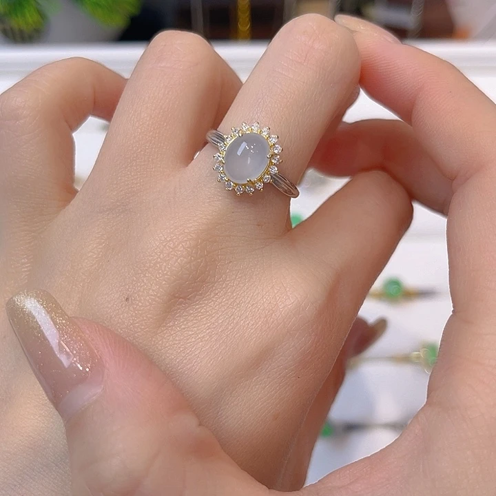 翡翠戒指银S925镶嵌我