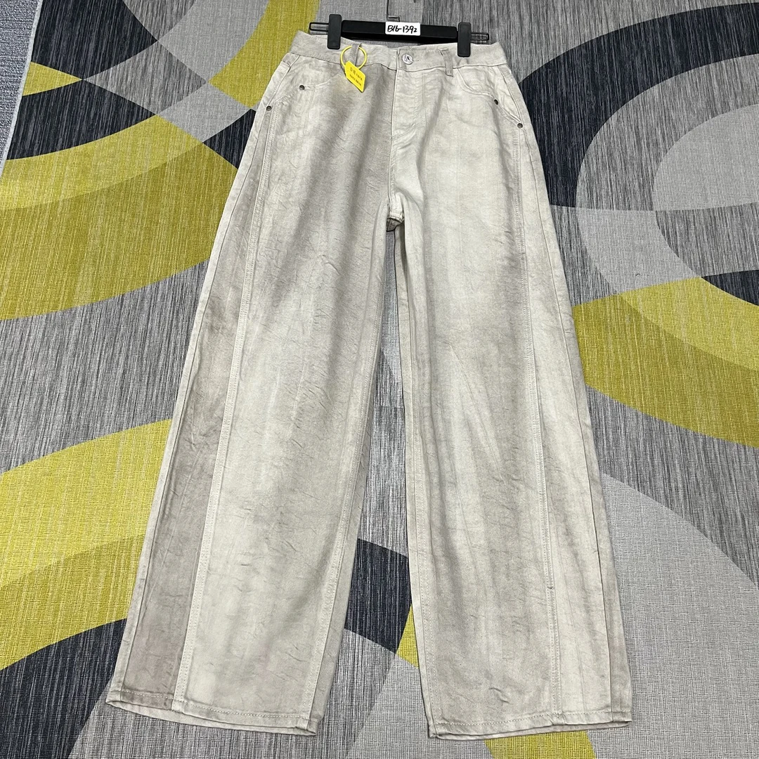 #B16-1392 高货 扎染小众设计个性拼接直筒裤 无弹（不换退）