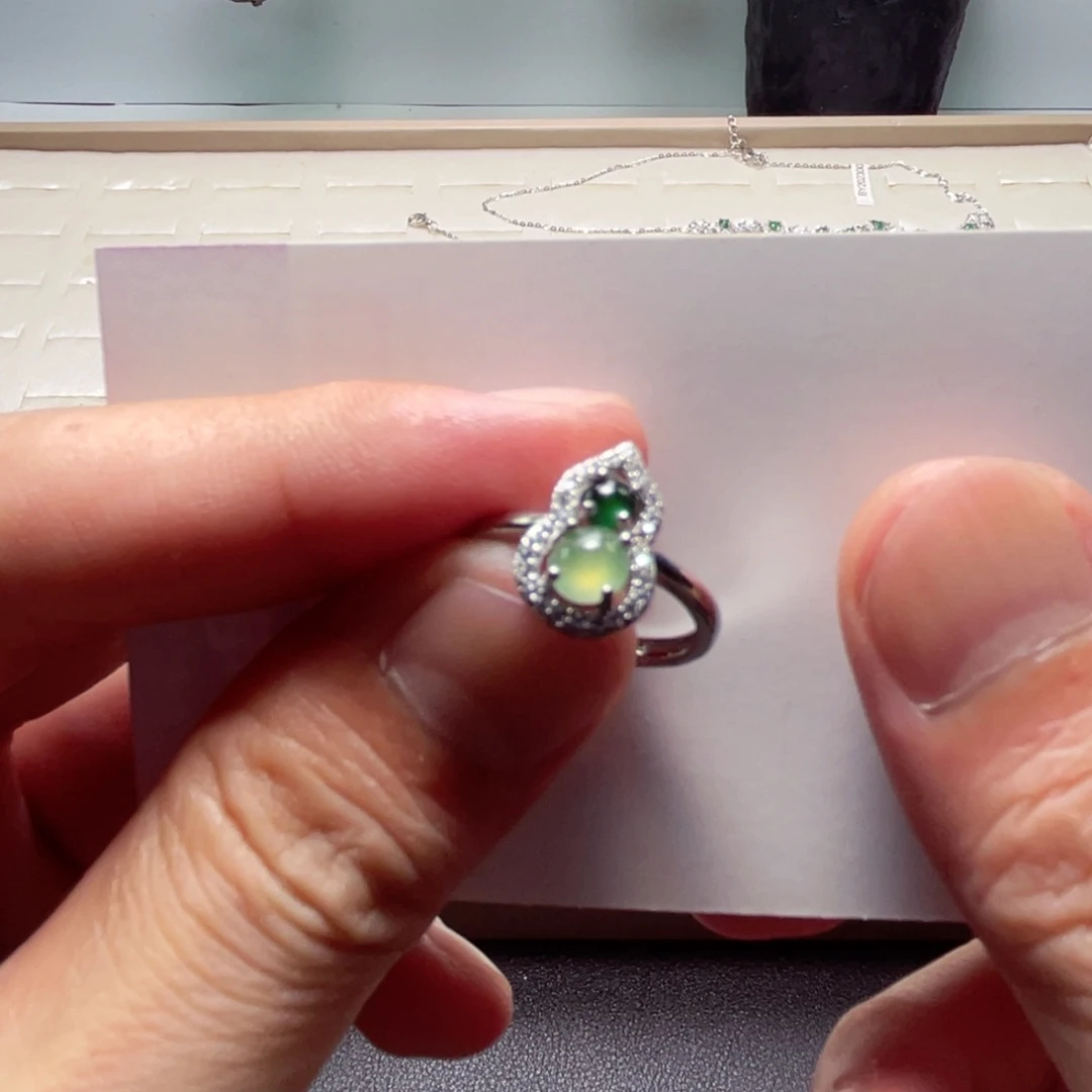 翡翠银S925镶嵌戒指翡翠