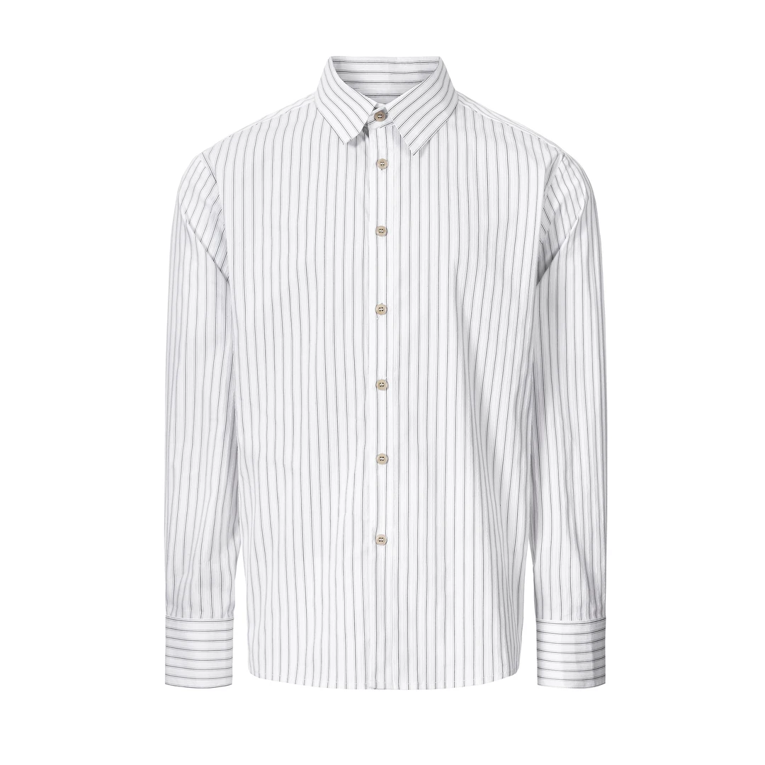 Casoulty Stripe Shirt/隐纹衬衫 立领轻薄条纹衬衣 老钱风