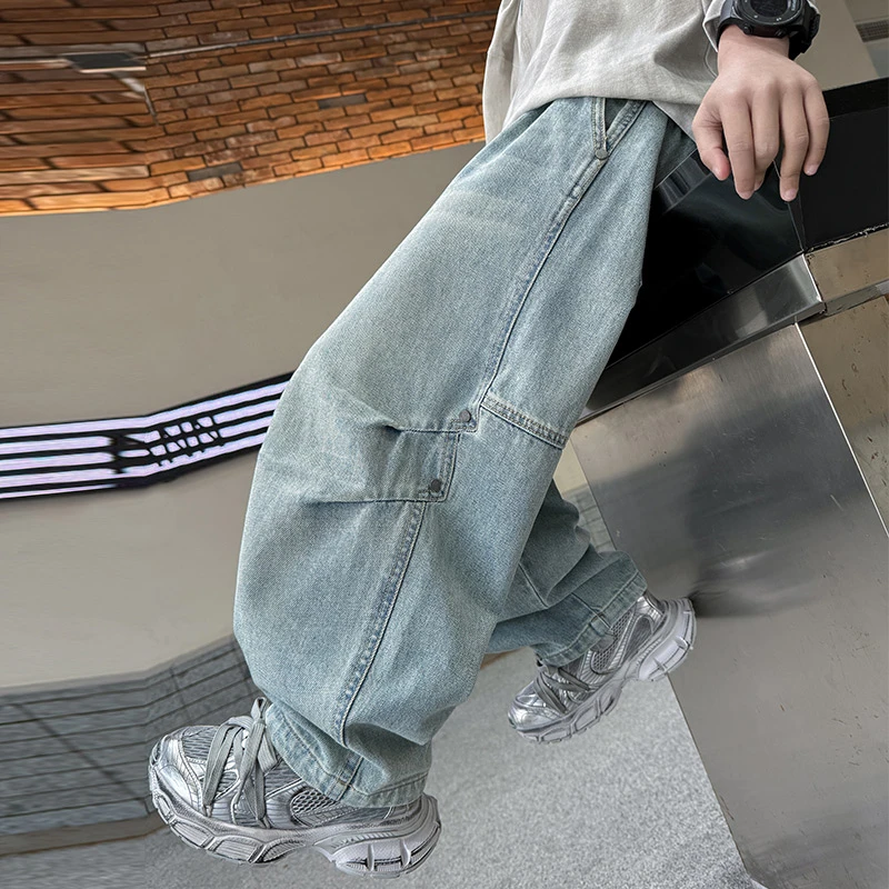 男童牛仔裤春秋款2025新款大儿童装直筒裤子潮痞帅气时髦男孩春装