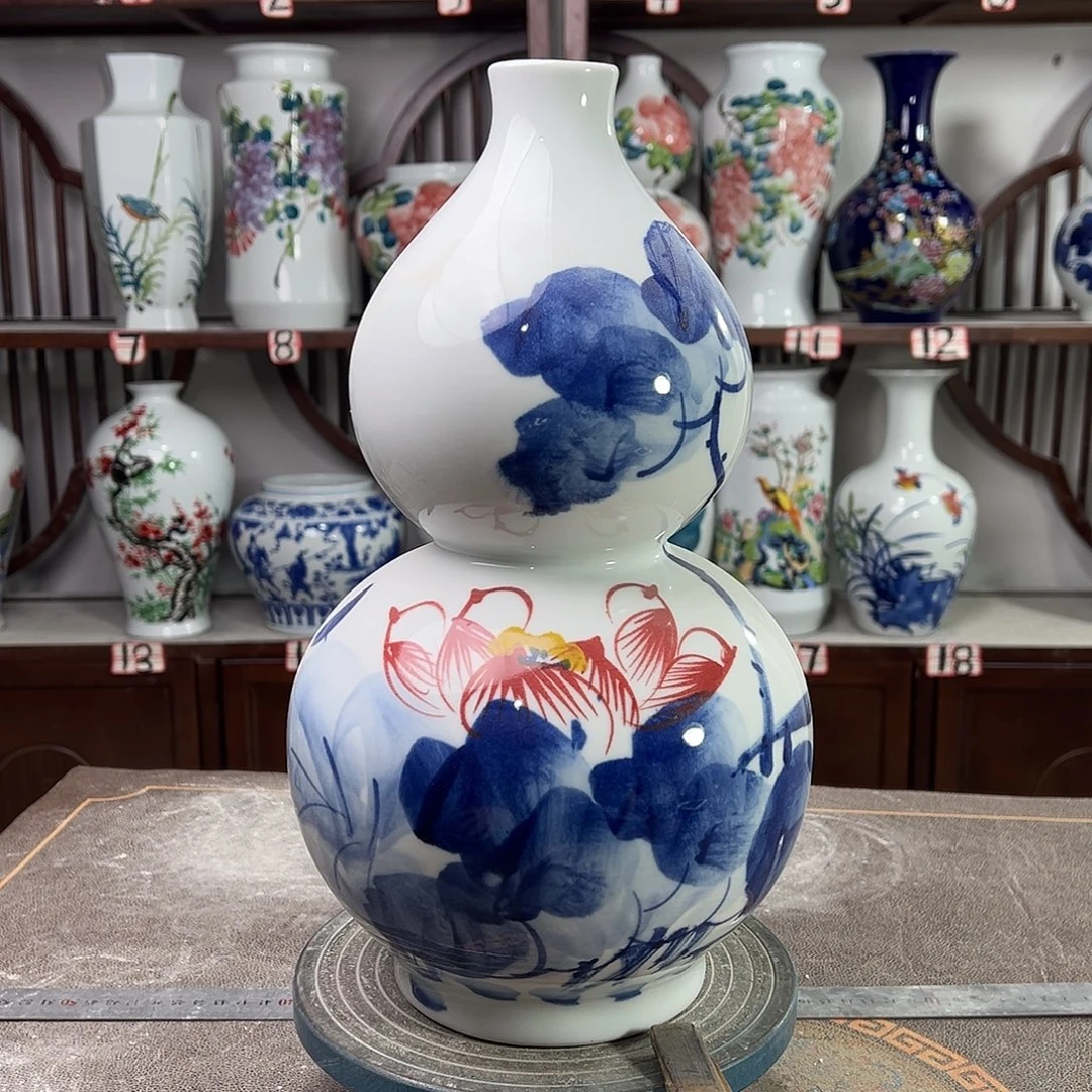 摆件陶景德镇陶瓷葫荷花