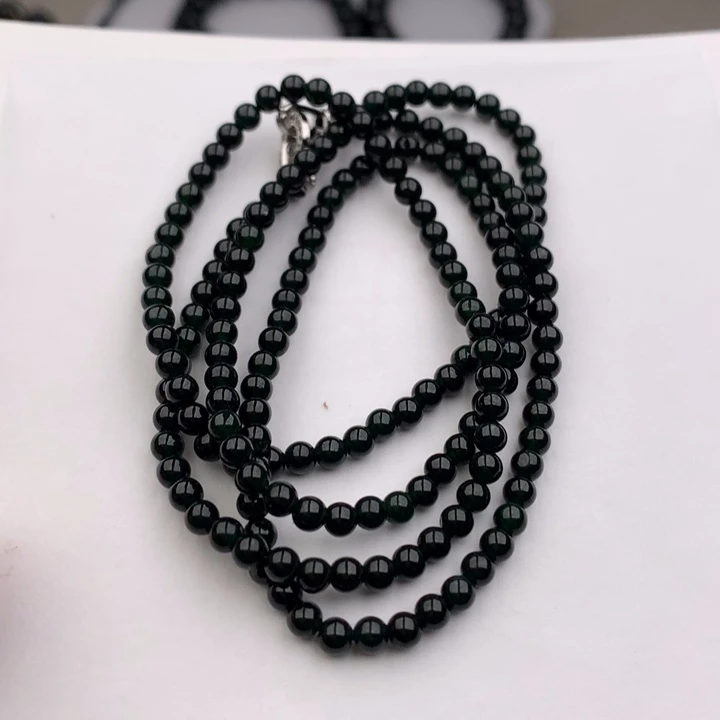 颈饰未镶嵌翡翠天然缅甸墨翠项链