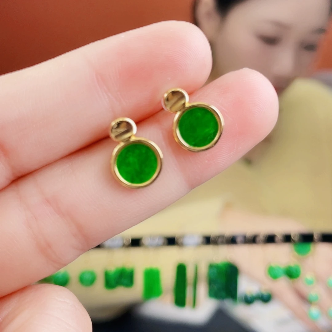 翡翠银S925镶嵌耳饰