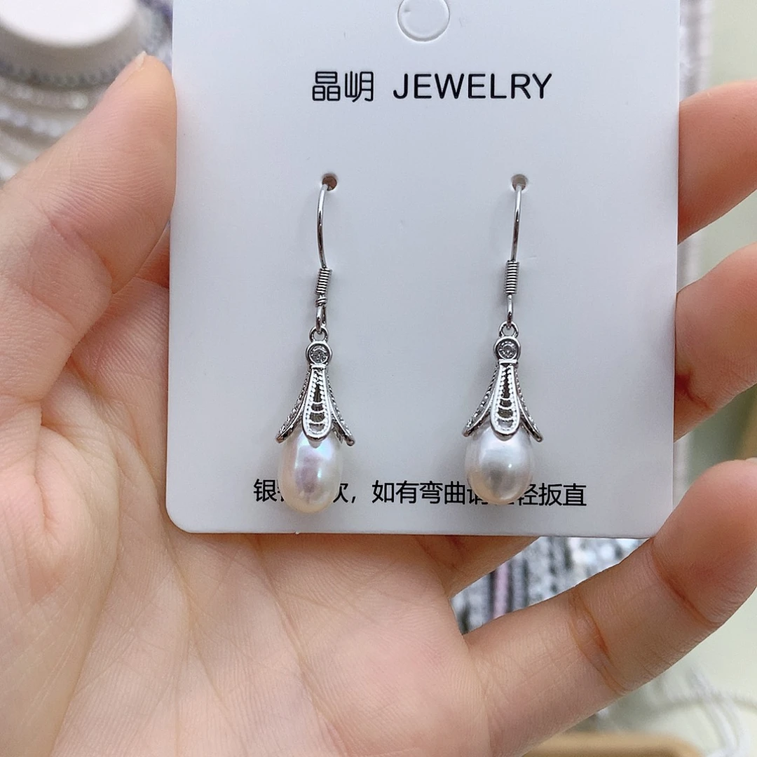 淡水珍珠耳饰银S925镶嵌