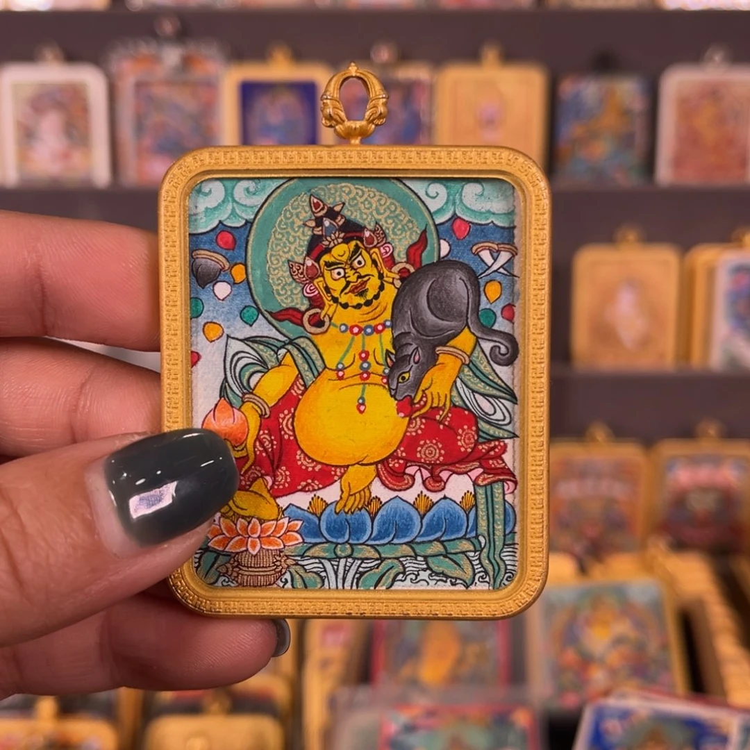 吊坠黄老爷青海热贡唐卡