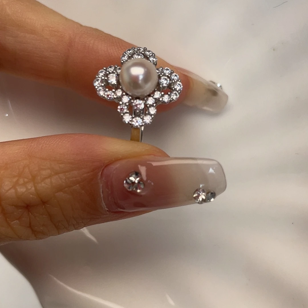 银S925镶嵌戒指海水珍珠