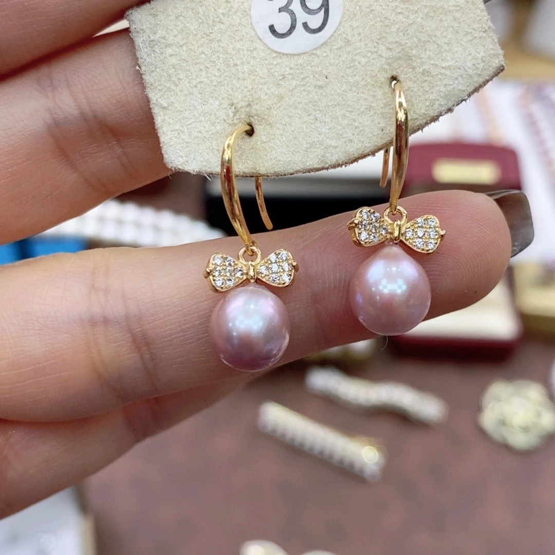 耳饰银S925镶嵌淡水珍珠