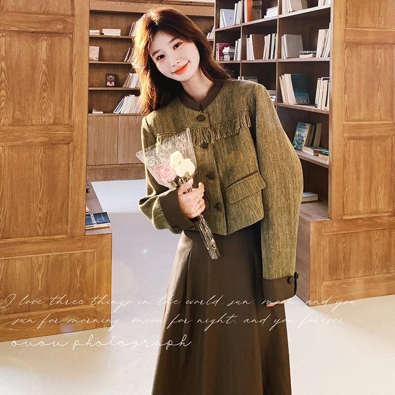 名媛范小香风皮裙两件套女2025春季新款法式复古高级感穿搭套装裙