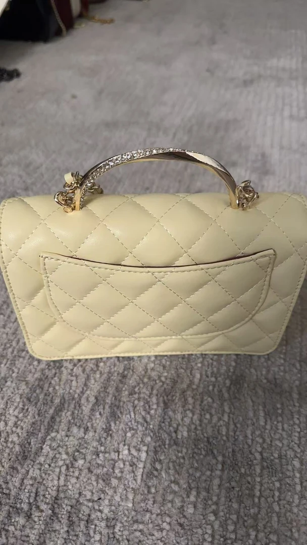 HIRMRIS手工真皮包 19-551368-黄 细钻手柄香