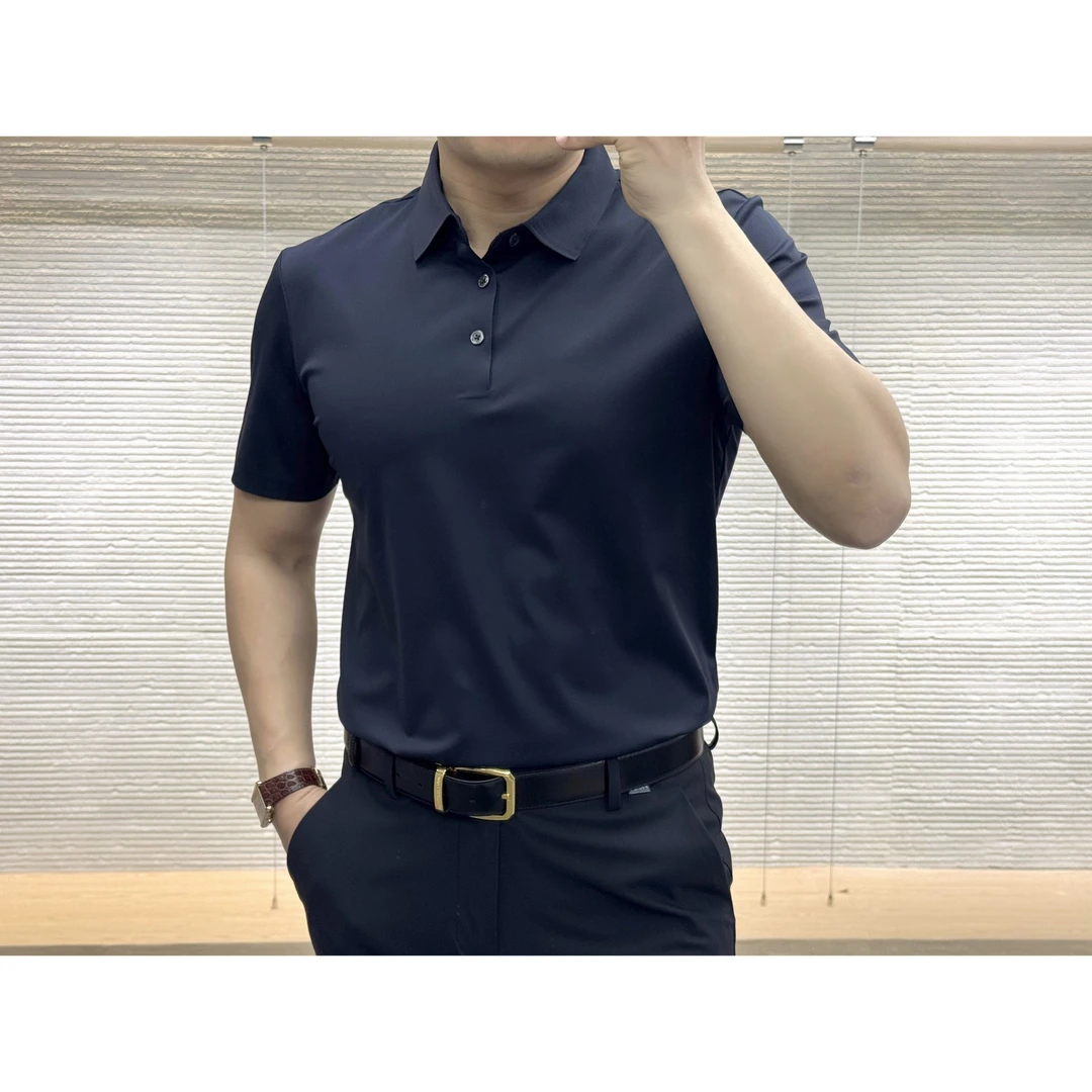 夏季新款男士无痕压胶简约净版商务休闲翻领短袖polo衫 GT69
