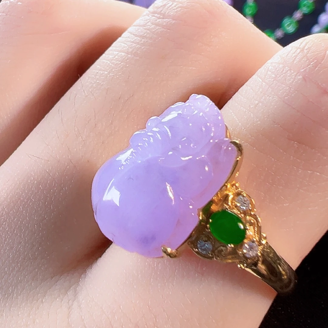 翡翠18K金镶嵌戒指签收后24小时鉴赏期