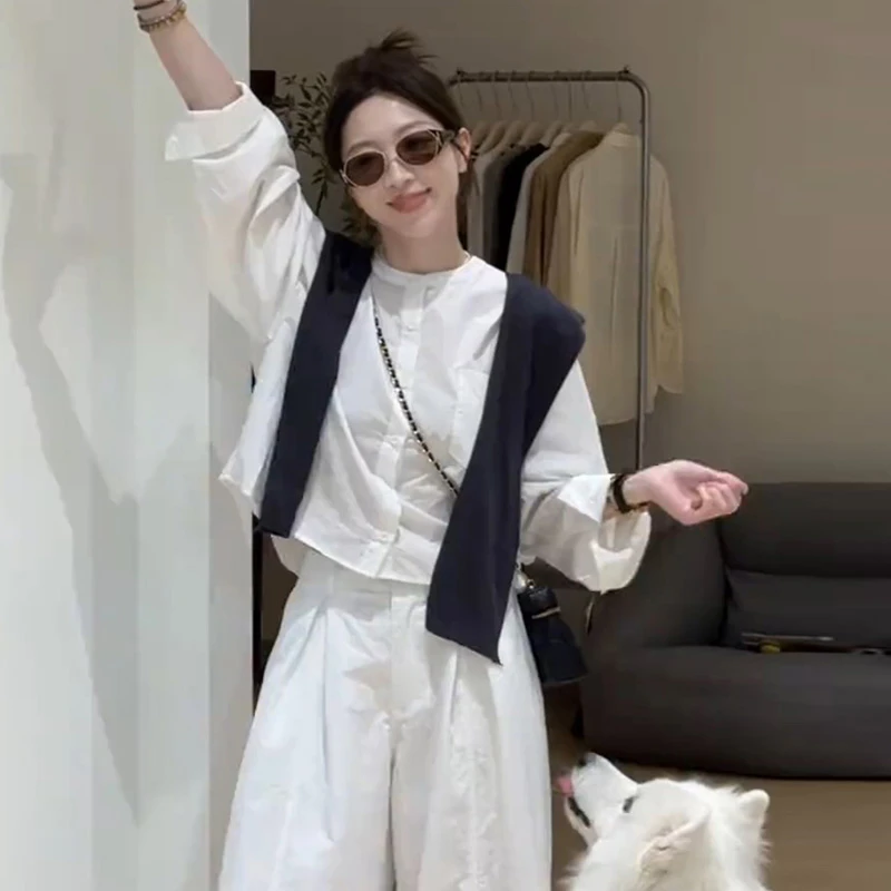 法式复古港风长袖短款格子衬衫女早秋新款衬衣高级感宽松开衫上衣