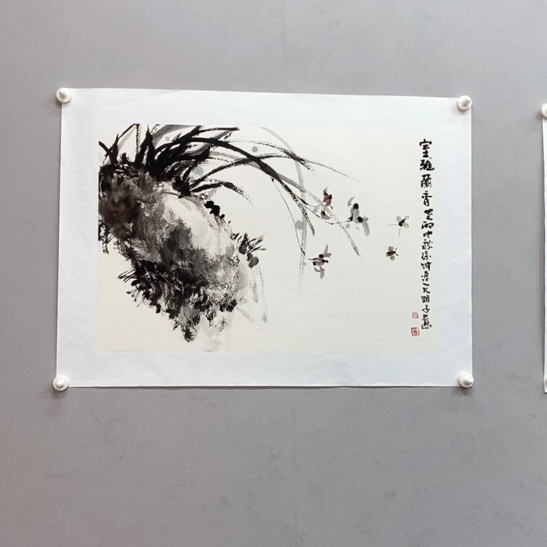 国画徐坤连四尺三开真人真品