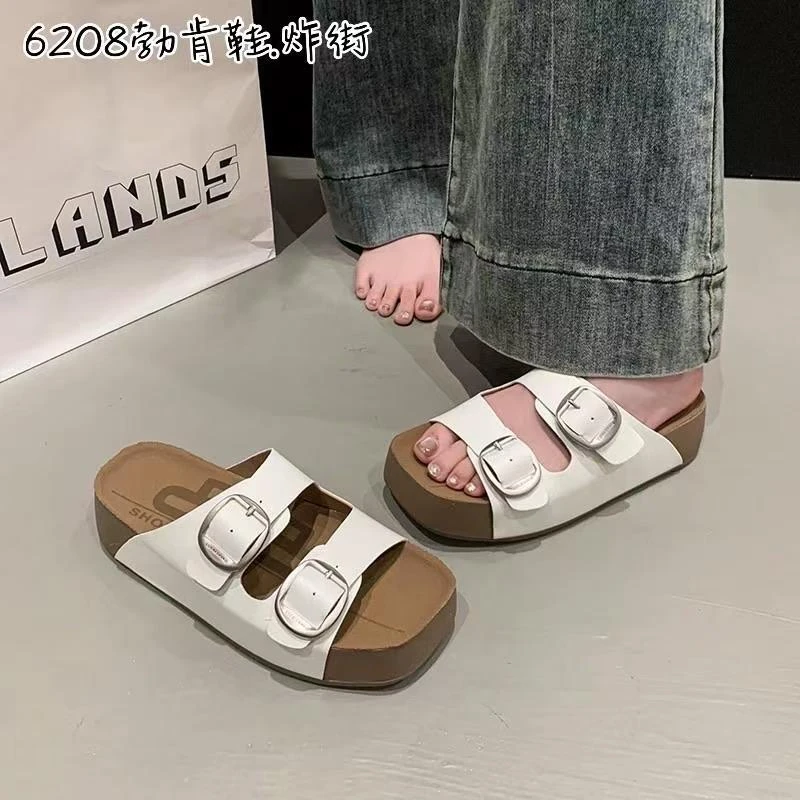 6208金属皮带扣简约百搭凉拖鞋