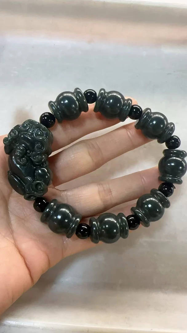 【抖音官方质检发货正品保真】天然和田玉貔貅手串+送翡.翠龙牌