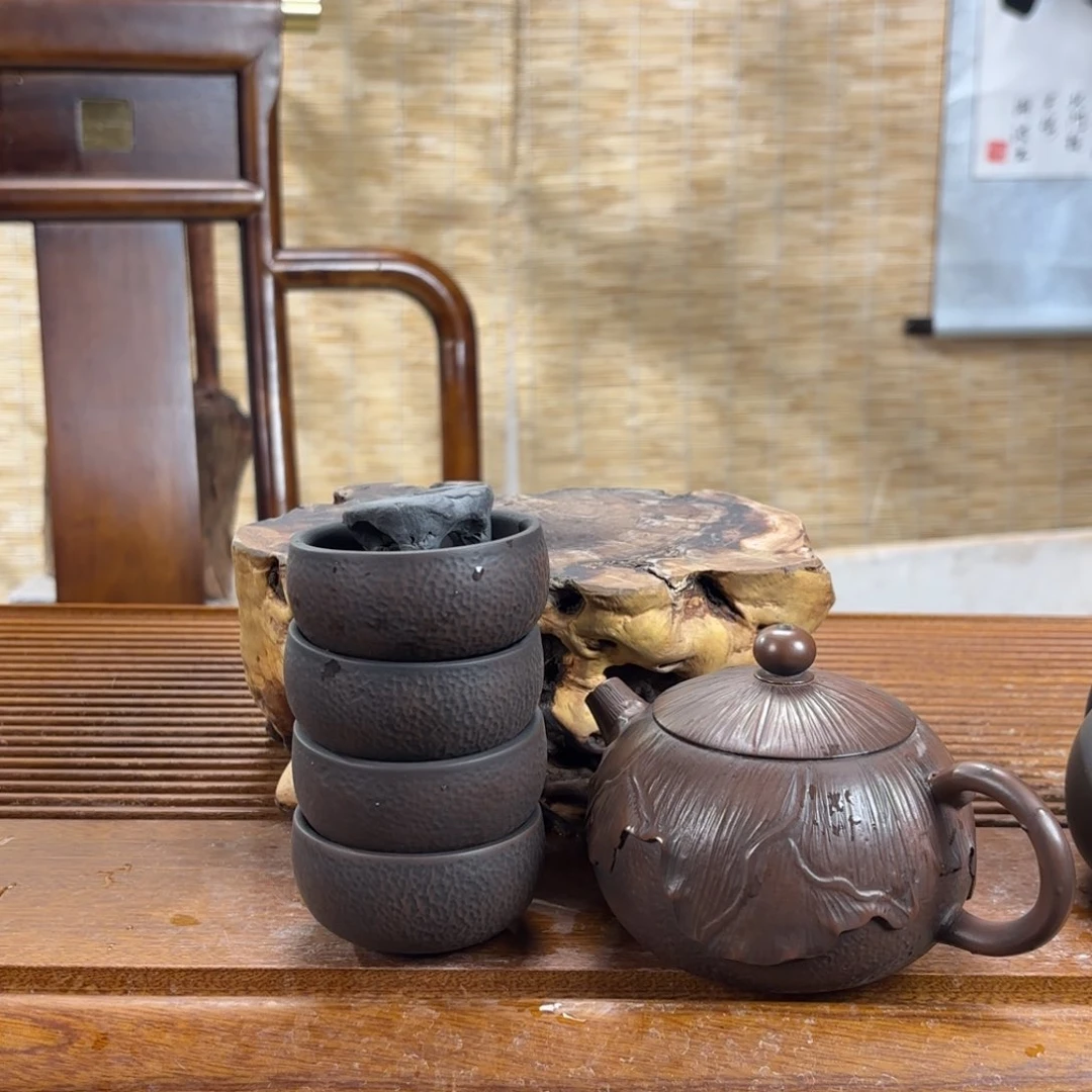 杯建水紫陶古铜色壶➕4杯