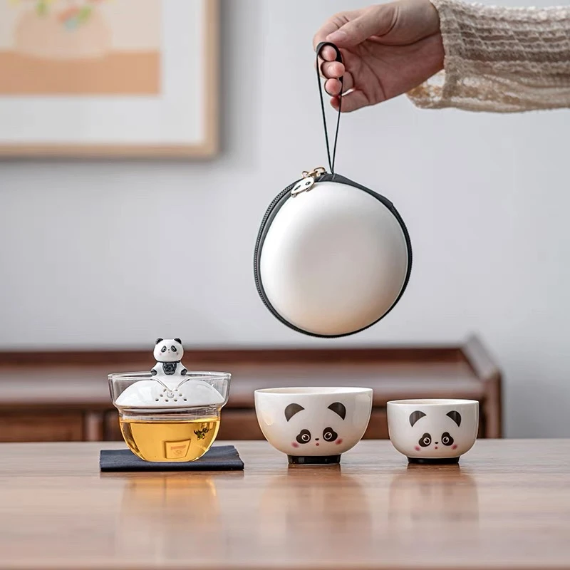 陶瓷熊猫旅行快客茶具套装G1408