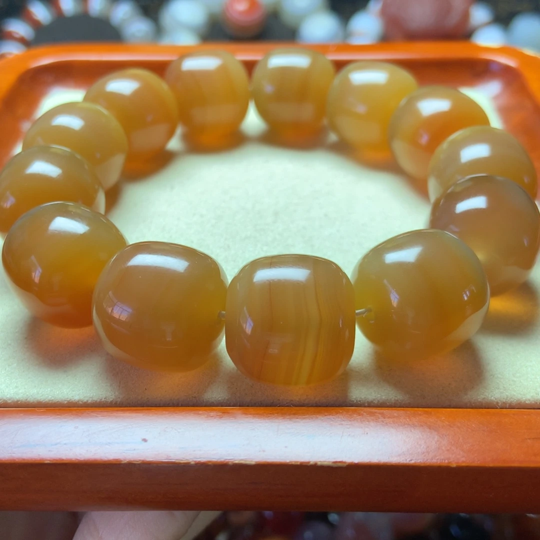 未镶嵌手串玛瑙/玉髓精品 北红蜜糖大老型