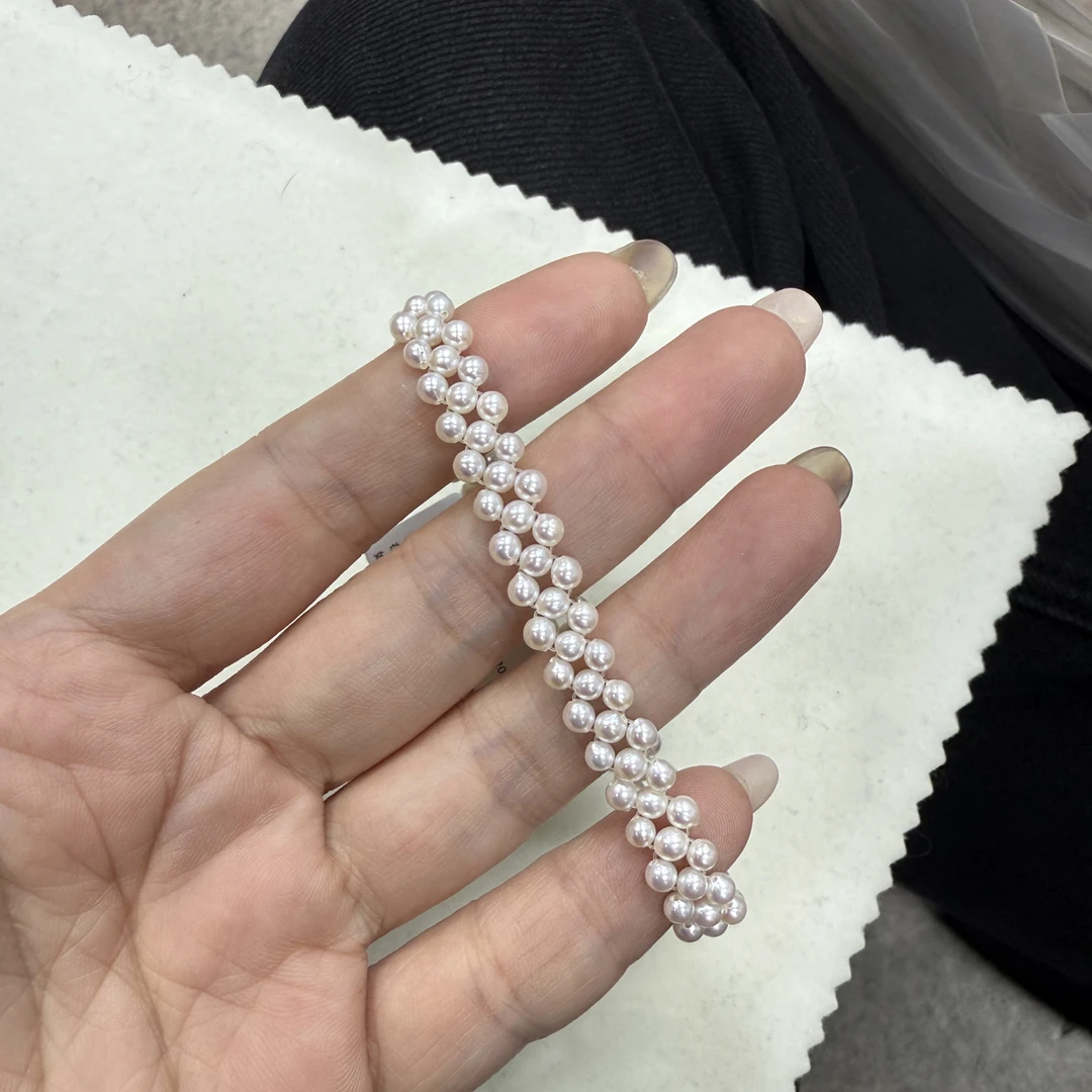 弹力毛毛虫手串｜淡水珍珠手链时尚气质手工款弹力小米珠3-4mm