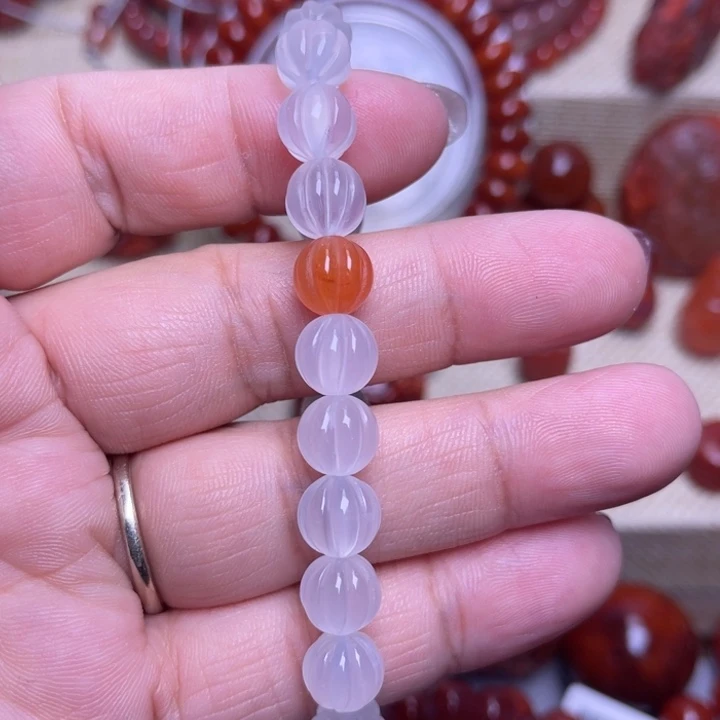 南红玛瑙未镶嵌手链8 M南瓜