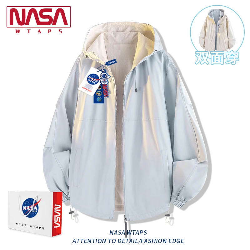 NASA WTAPS两面穿连帽夹克男生秋季2025新款上衣情侣潮牌休闲外套