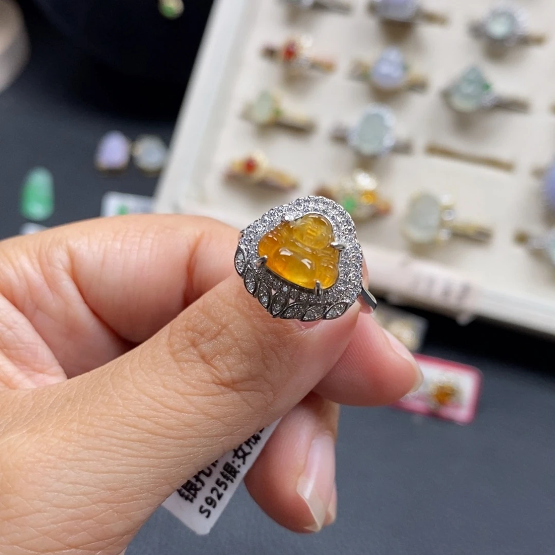 翡翠银S925镶嵌戒指