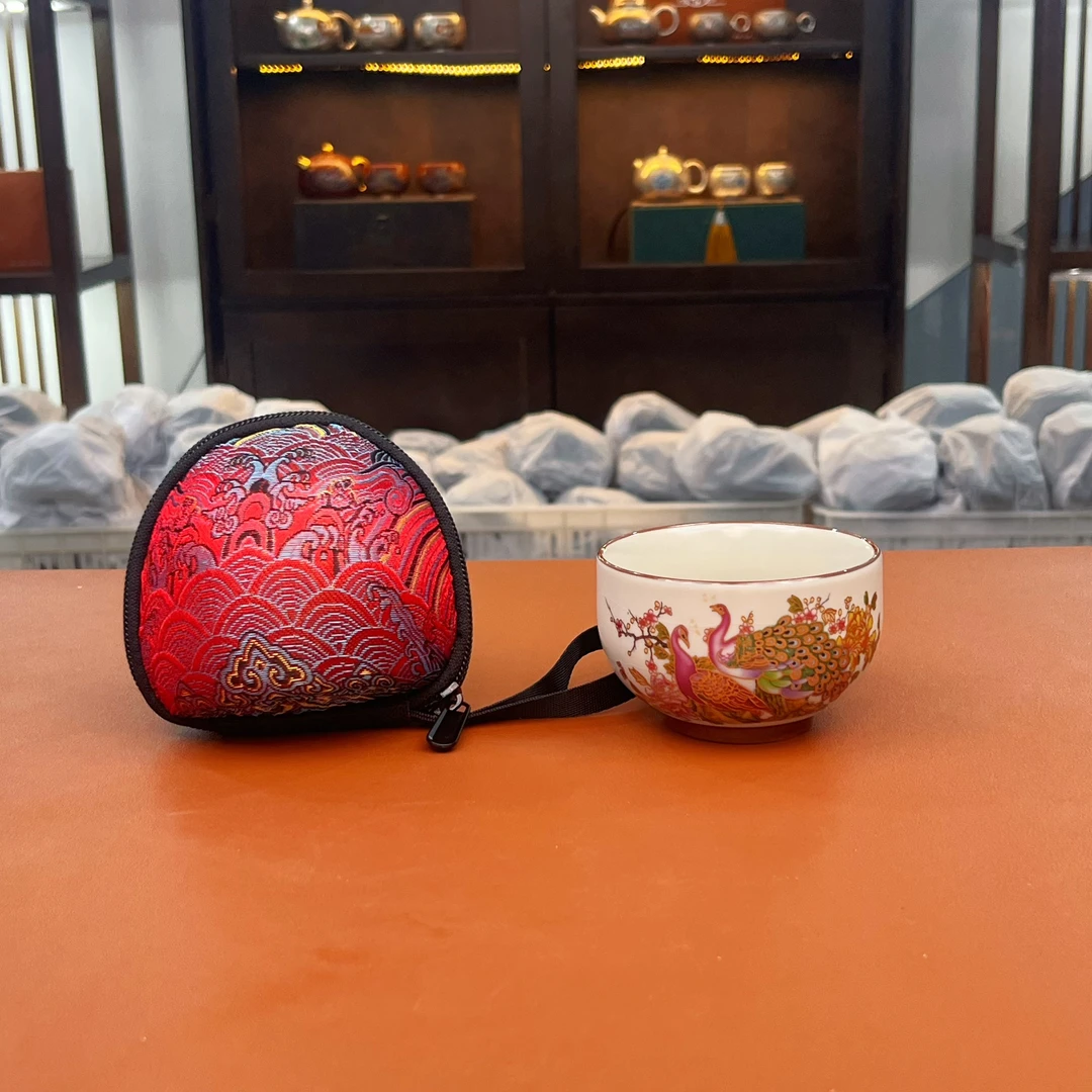 ZH3469-金丝孔雀主人杯+刺绣包CDCXB