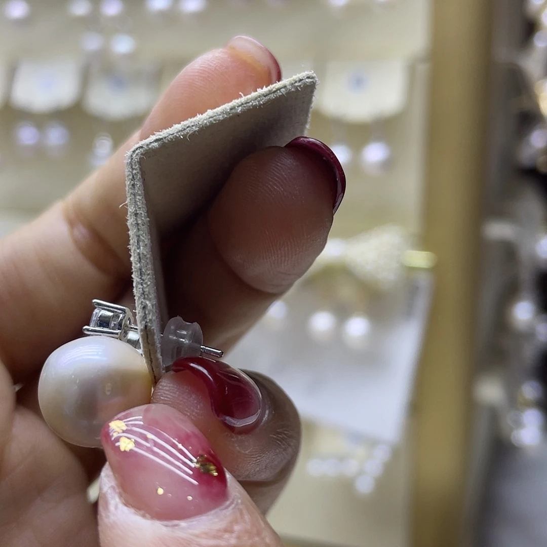 淡水珍珠耳饰银S925镶嵌