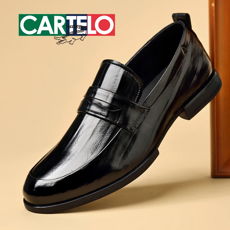 CARTELO/卡帝乐鳄鱼休闲乐福鞋男士时尚百搭透气软底皮鞋