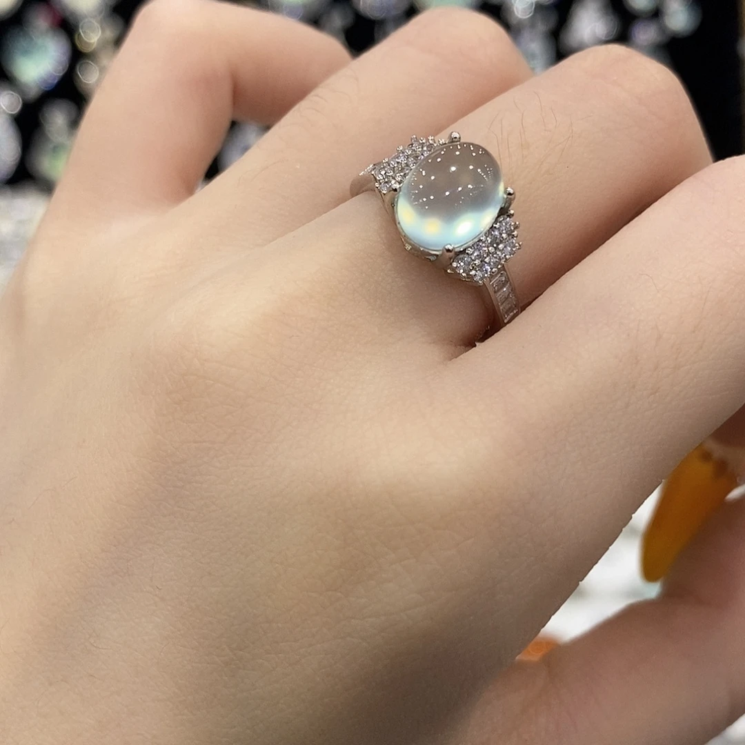 蛇纹石玉银S925镶嵌戒指