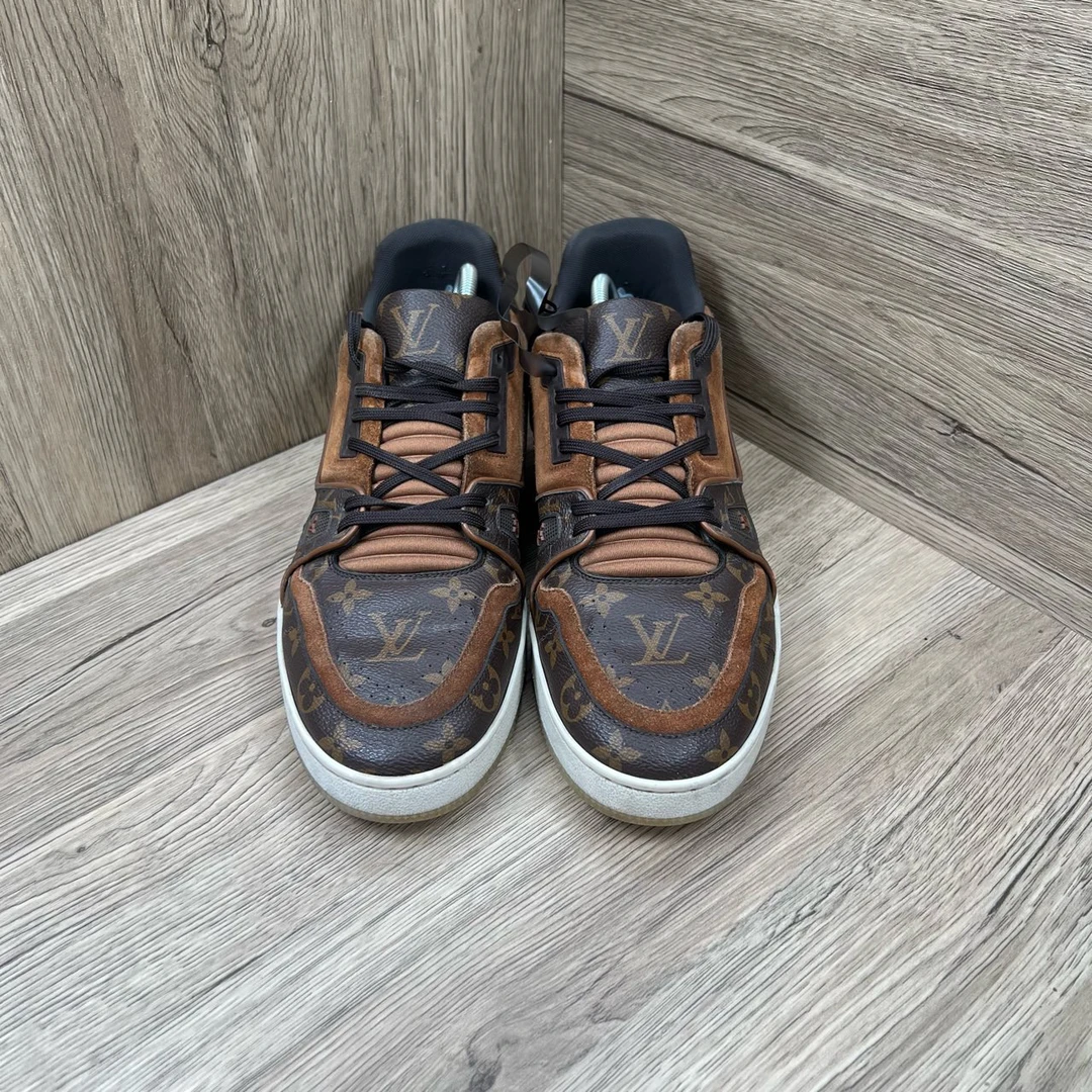 90新 LouisVuitton/路易威登 Trainer 棕色老花板鞋 43码/9新/无