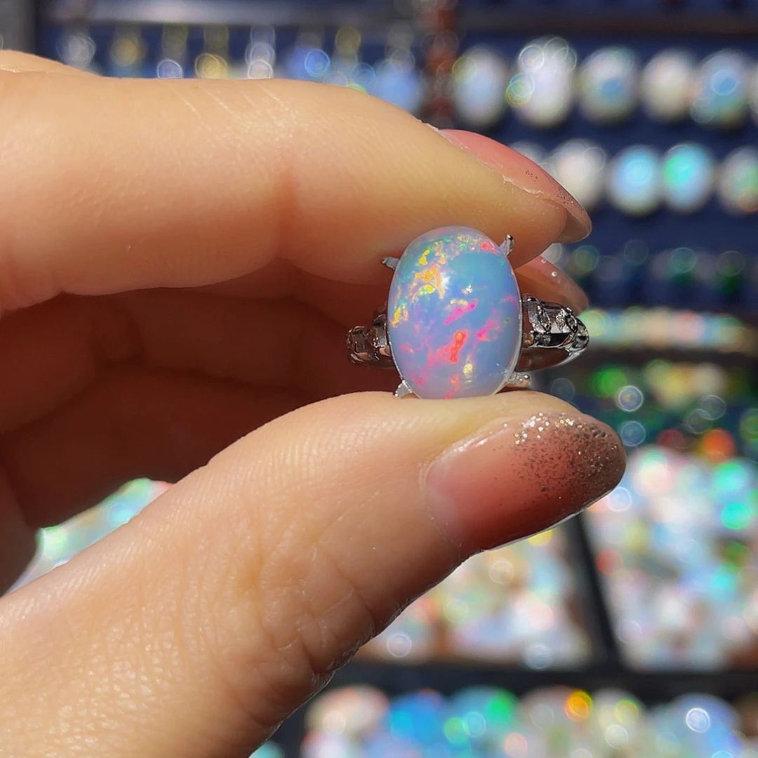 欧泊欧泊戒指银S925镶嵌用***儿