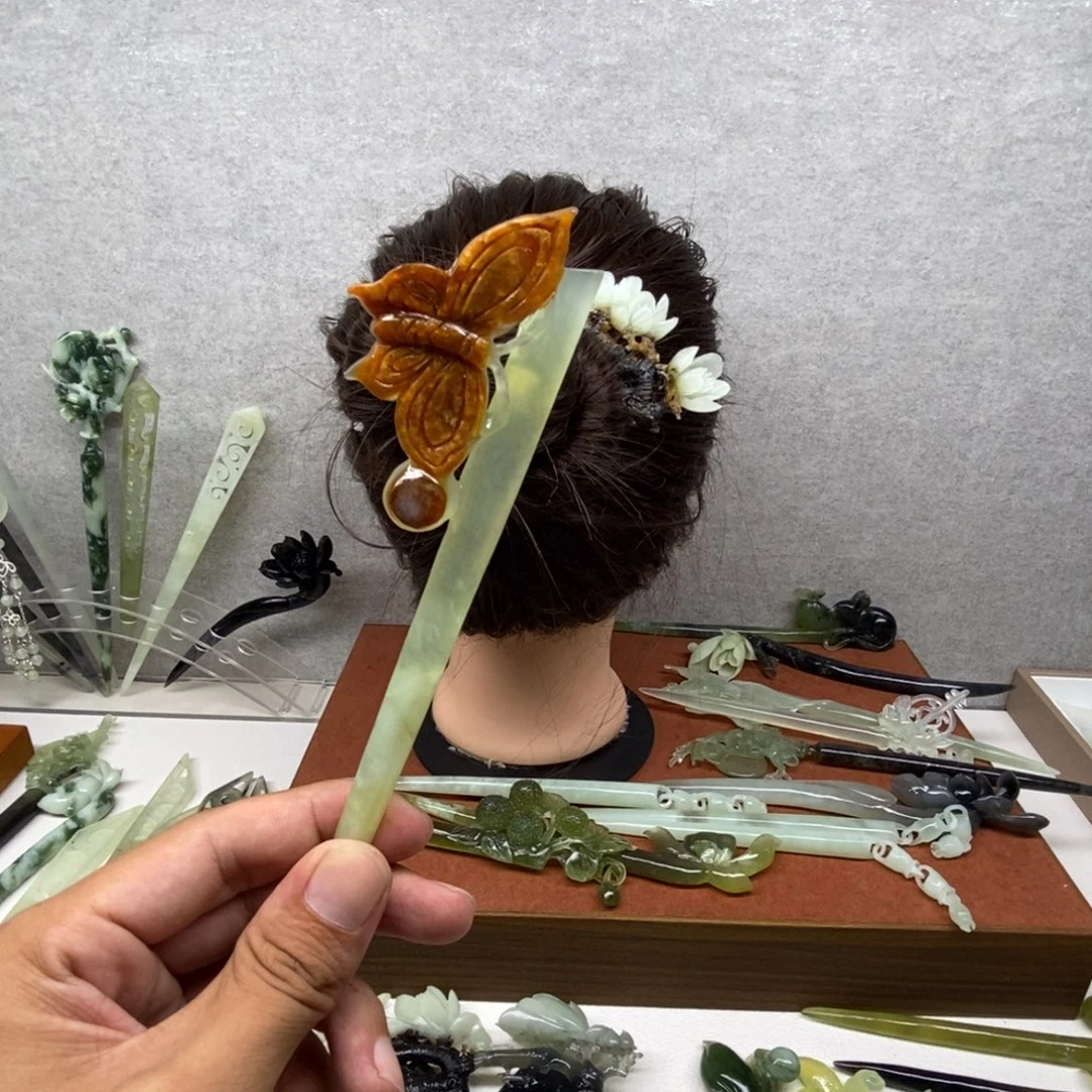 蛇纹石玉未镶嵌发簪