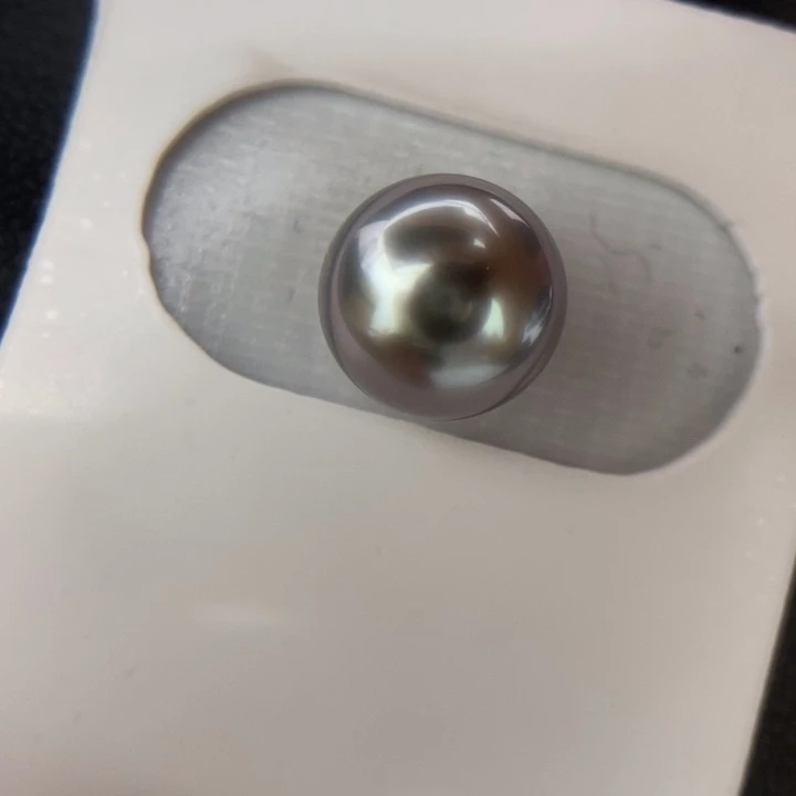 海水珍珠裸珠未镶嵌10.4mm正圆大溪地铂金灰伴粉镜面光