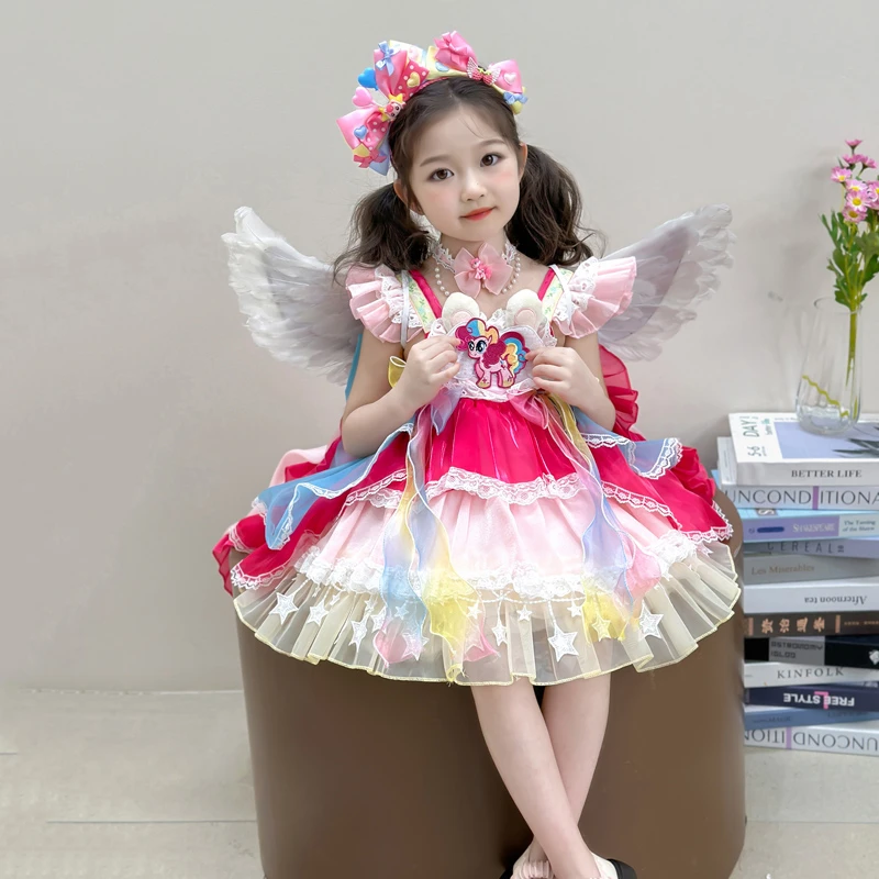 小马公主裙女童吊带裙夏季儿童洛丽塔连衣裙小女孩生日礼服蓬蓬裙