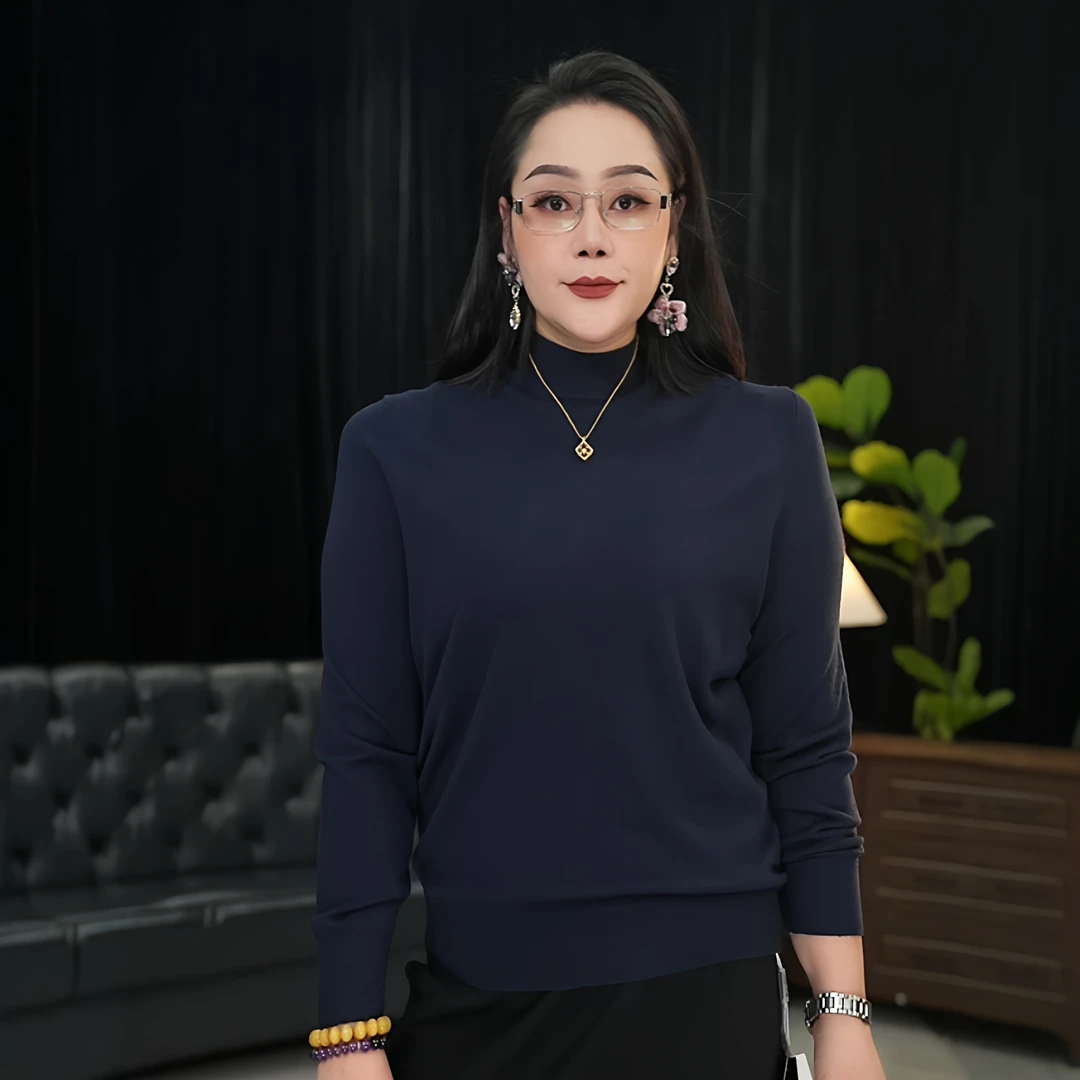 伊馨大码女装2025秋季新款胖mm气质显瘦百搭针织长袖打底衫上衣