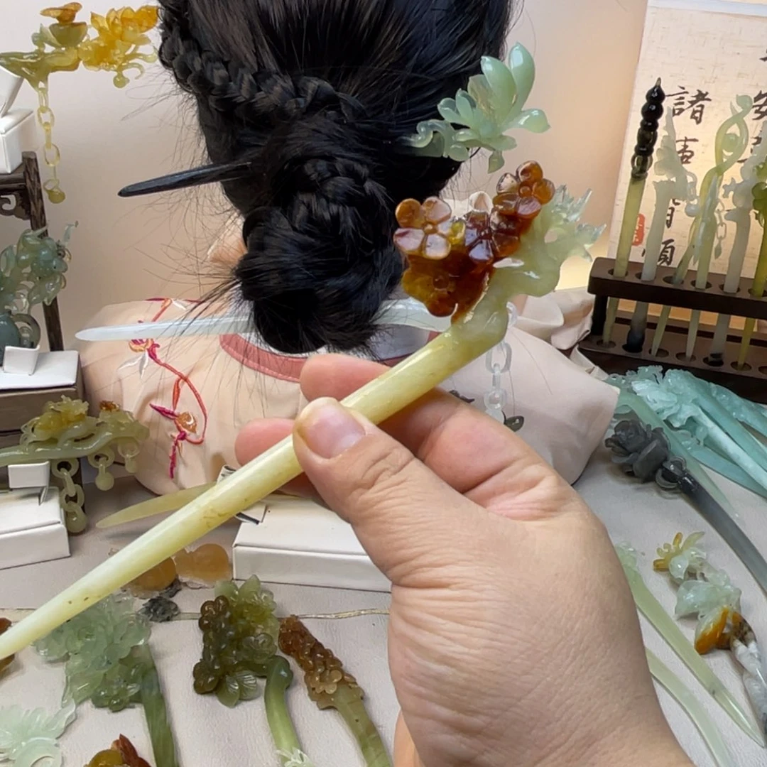 蛇纹石玉合金发饰