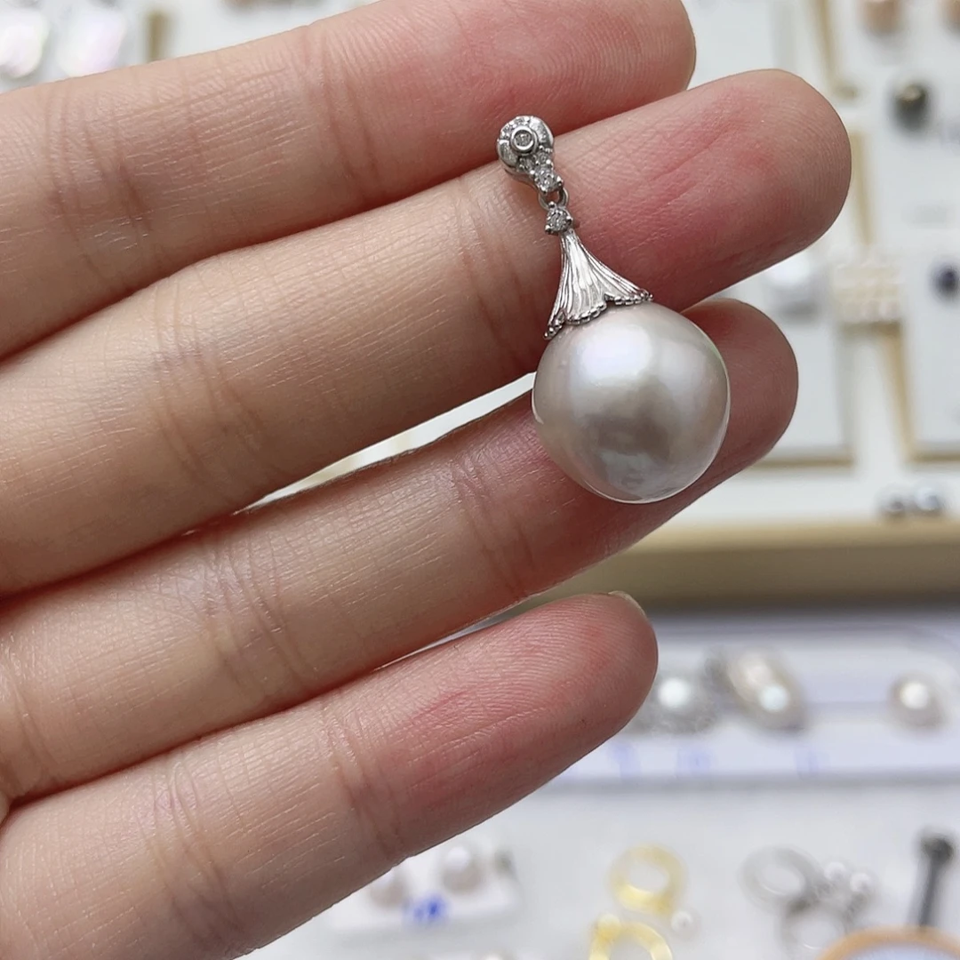 美***院耳饰淡水珍珠银S925镶嵌