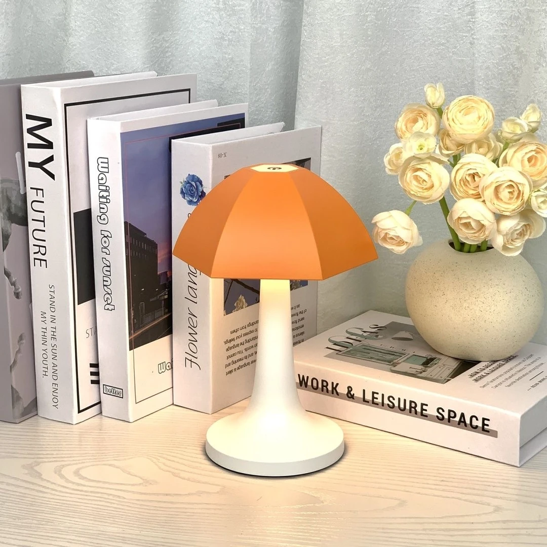 欧式装饰摆件带灯家装软饰卧室家装软式摆台装饰摆件活力橙色22cm