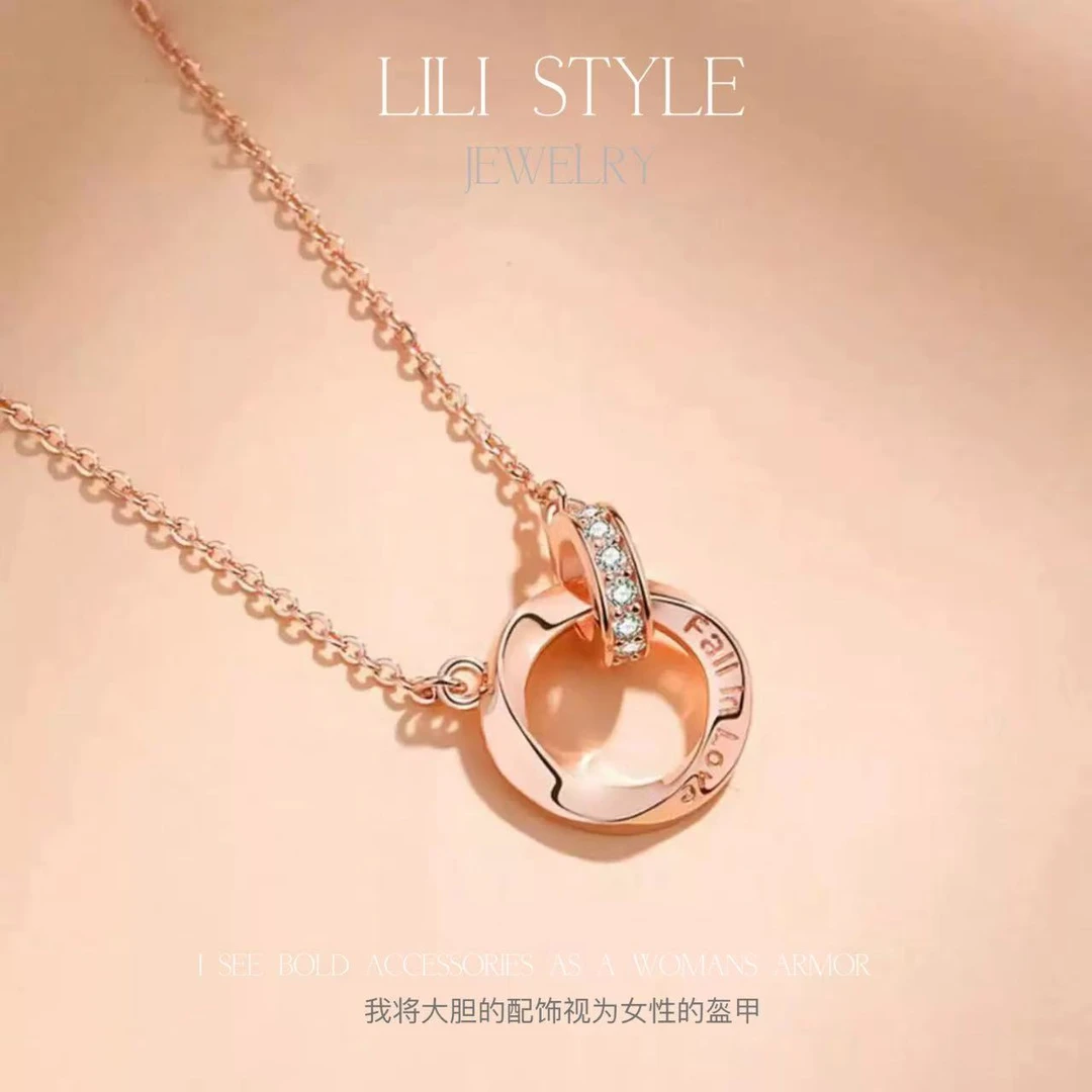 铜合金项链 环环相扣项链女轻奢小众配饰高级感锁骨链饰品女K795