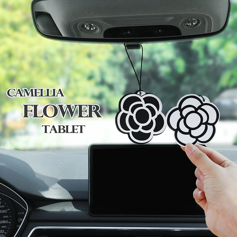 汽车香水片轻奢茶花挂件后视镜车载香薰挂饰持久淡香车内装饰用品