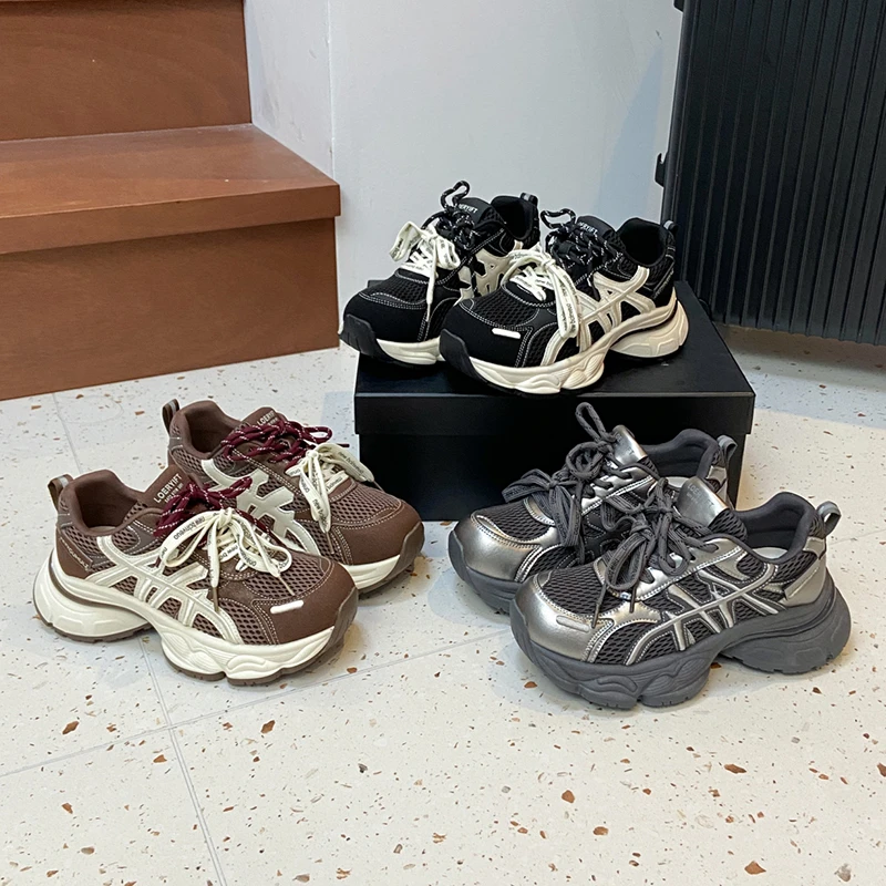 炸街厚底老爹鞋女爆款时尚网面透气休闲鞋轻便跑步运动鞋2025新款