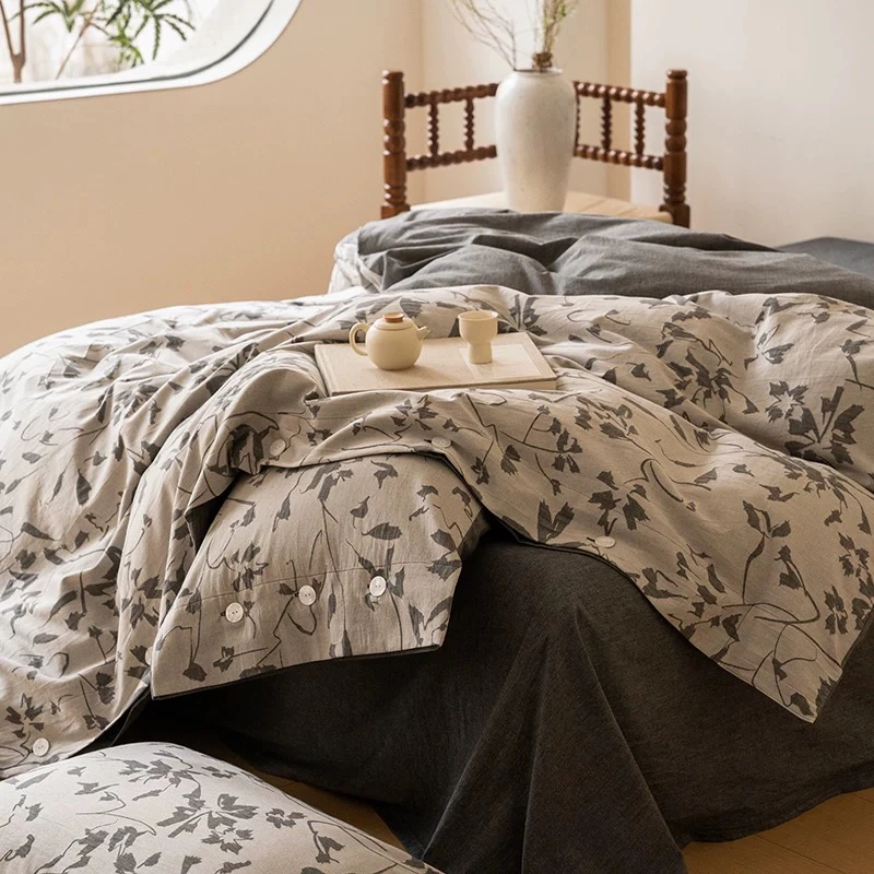 C17 纯棉水洗大提花 清新ins碎花风床品 hc